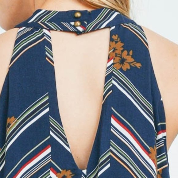 Mixed Print Mini Dress Navy Blue - Picture 8 of 10